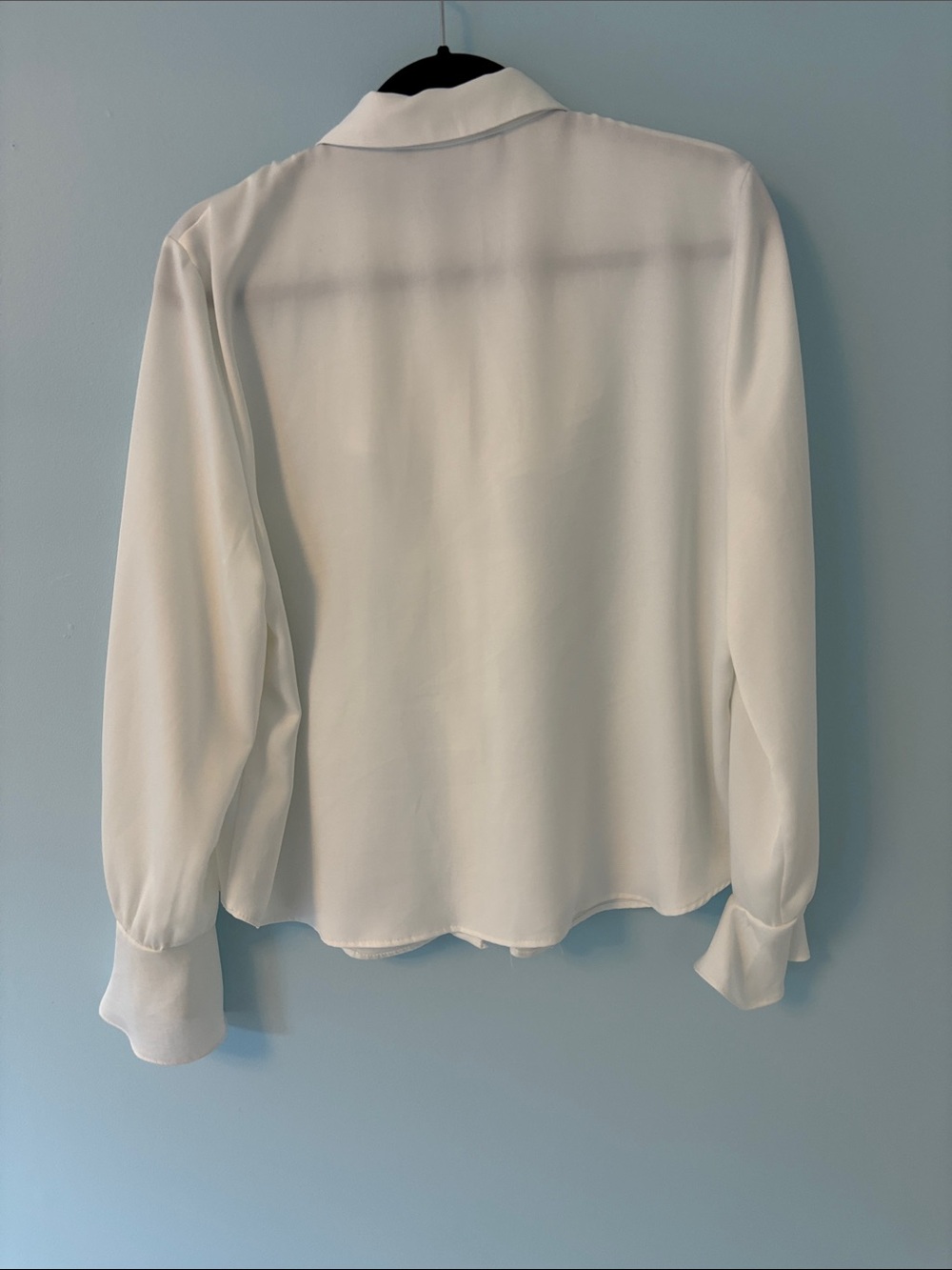 Zara Cream Ruffle Front Button-Down Blouse - Picture 3 of 6